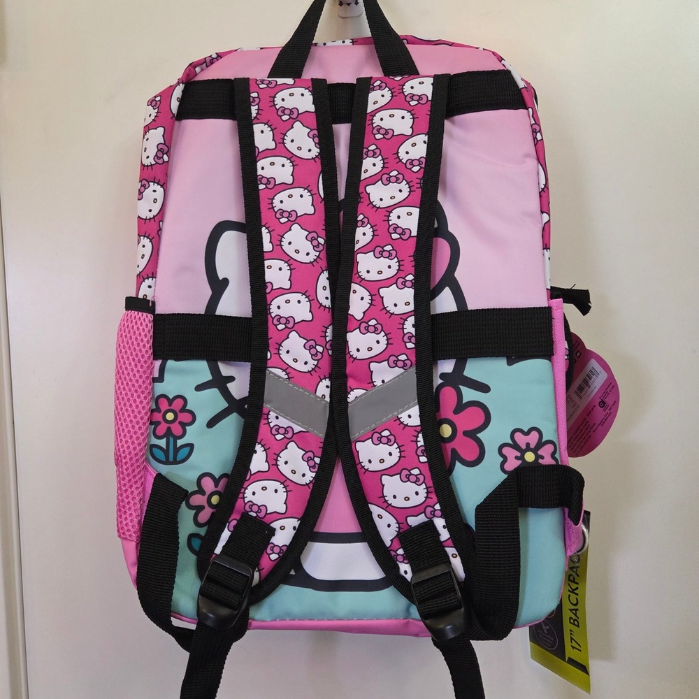 Hello Kitty 17" Backpack Pink Sequin Padded Laptop Sleeve Water Resistant NEW - Picture 2 of 5